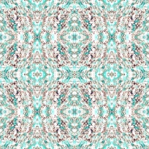 Lacy ocean botanical ogees turquoise and buff