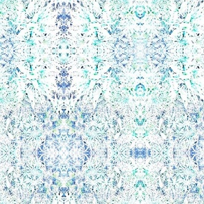 Tiled ocean sea abstract botanical, mirrored pale turquoise and white