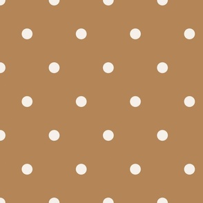 Caramel Brown  and Cream Polka Dots 24 inch