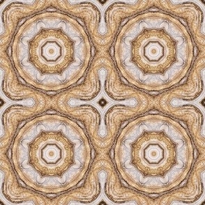Cohesion 05-02: Retro Art Deco Octagon Seamless Pattern (Brown, White, Cream, Gold, Silver, Faux Stone)