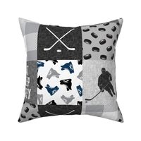 Eat Sleep Hockey - Ice Hockey Patchwork - Hockey Nursery - plaid  - C23