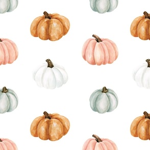 Colorful Watercolor Pink and Blue Pumpkins 24 inch