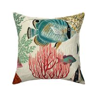 Fishes and Seaweed antique white - L