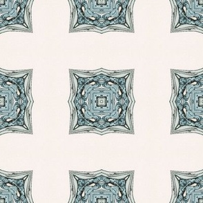 Cohesion 06-03: Retro Art Deco Cross Seamless Pattern (Teal, Black, Blue, Cream)