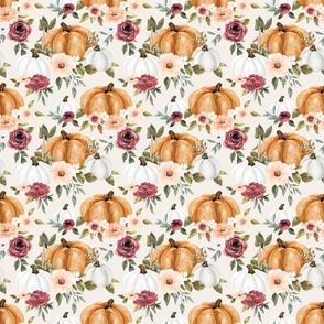 Boho Pumpkin Floral on Cream 6 inch