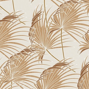 Fan Palm Leaves Alabaster Beige Large