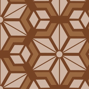 Japanese Hexagon star, 3 Earthtones, 24 inch