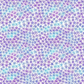 Little hand drawn flowers, in blue and purple