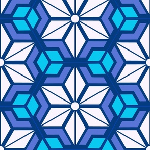 Japanese Hexagon star, Blue tones, 18 inch