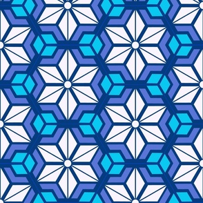 Japanese Hexagon star, Blue tones, 24 inch