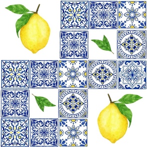 Lemons with Blue Azulejo Tiles