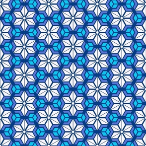 Japanese Hexagon star, Blue tones, 6 inch