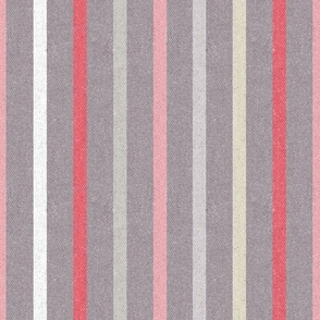 Textured Mocha Berry Vertical Thin Stripes LS