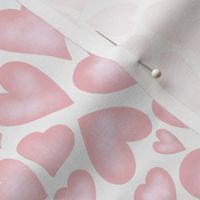 Watercolour jumbled hearts - pale pink and white background