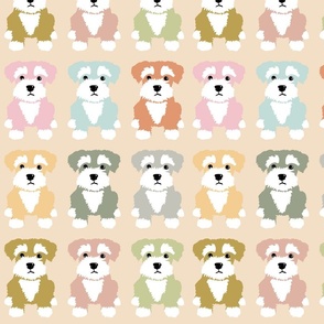 Rainbow Puppies on a beige background 
