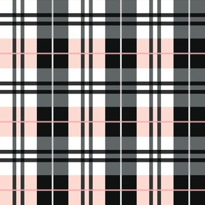 October Moon Pink and Black Halloween Plaid 12 inch