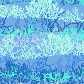 Seabeds Aqua on Periwinkle Blue 150