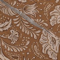 Farida - Indian Block Print Floral Earth Tone Brown Medium Scale