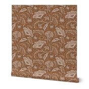 Farida - Indian Block Print Floral Earth Tone Brown Medium Scale