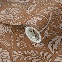 Farida - Indian Block Print Floral Earth Tone Brown Medium Scale