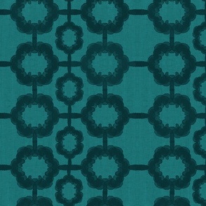 Chinoiserie A/2 -teal on medium teal (large scale)
