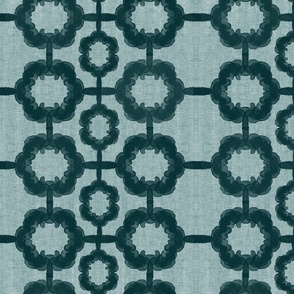Chinoiserie A/2- teal on light teal (large scale)