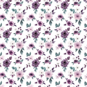 Sugar Plum Watercolor Floral on White 6 inch