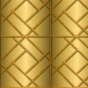 Bamboo Trellis Wallpaper  - Gold/ Metallic Gold 