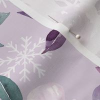 Sugar Plum Watercolor Winter Floral on Light Purple 12 inch