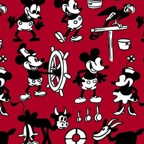 Mickey Mouse Steamboat Willie on red