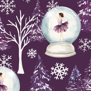 Dark Purple Winter Wonderland Ballerina Snow Globe 24 inch