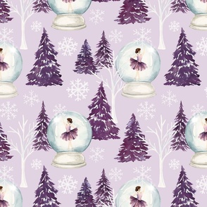 Purple Winter Wonderland Ballerina Snow Globe 12 inch