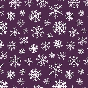 Winter Snowflakes on Dark Purple 12 inch
