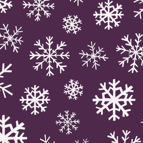 Winter Snowflakes on Dark Purple 24 inch
