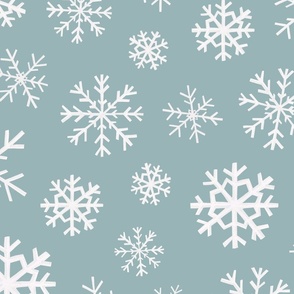 Winter Snowflakes on Winter Blue 24 inch