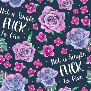 Large Scale Not a Single Fuck to Give Sarcastic Sweary Adult Humor Floral on Navy