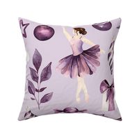 Sugar Plum Fairy Christmas Ballerina on Light Purple 24 inch