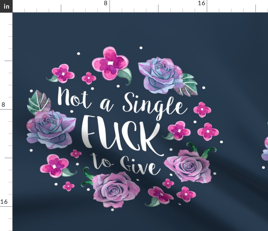 18x18 Panel Not a Single Fuck to Give Sarcastic Sweary Adult Humor Floral for DIY Throw Pillow or Cushion Cover
