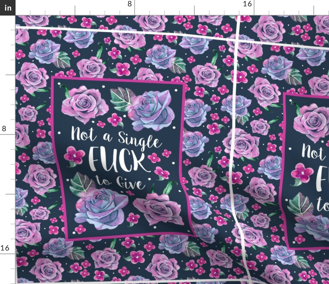 14x18 Panel Not a Single Fuck to Give Sarcastic Sweary Adult Humor Floral for DIY Garden Flags Small Wall Hangings Hand Towels