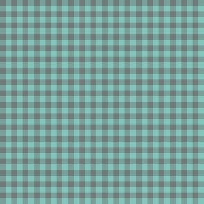 teal and grey gingham, 1/2" squares 