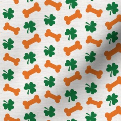 Dog Fabric, Dog St. Patrick's Day Fabric, Dog Bandana Fabric, Shamrocks and Bones, Green, Light Green, White