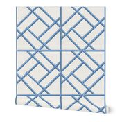 Bamboo Trellis Wallpaper  - Blue/ White 