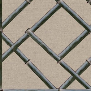 Bamboo Trellis Wallpaper  - Iron/Rustic Greige Linen 