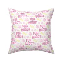 Fur Buddy - Dog Fabric - FurBuddy Dog Fabric, Dog Bandana Fabric, Paws Bones, Pink and Yellow - LAD22