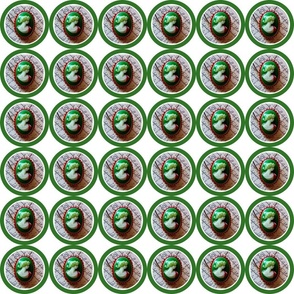 Green and Red Cameo Face  Pattern