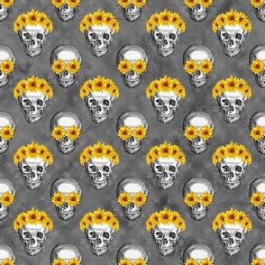 Grey Skulls and Sunflowers 