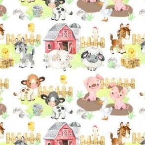 Watercolor Farm Animals Baby Nursery Smallest 5 inches 