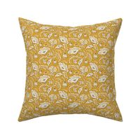 Farida - Indian Block Print Floral Yellow Ivory Small Scale