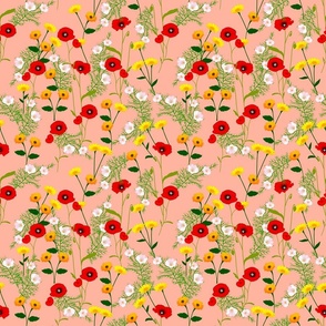 Wildflowers in Coral Pink