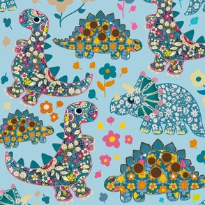 Floral fabric Dinosaurs